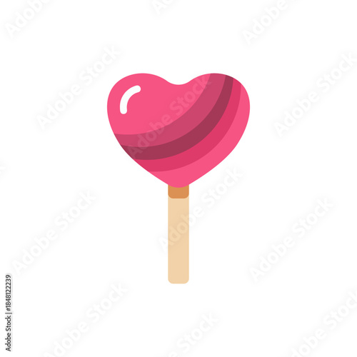 Heart shaped lollipop candy on a stick for sweet Valentine