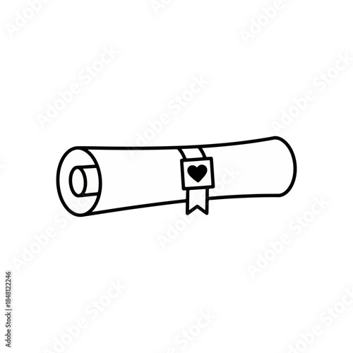 Love letter scroll with heart seal for romantic message