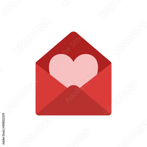 Open envelope with heart card for Valentine greeting