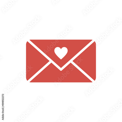 Sealed love letter envelope with heart stamp