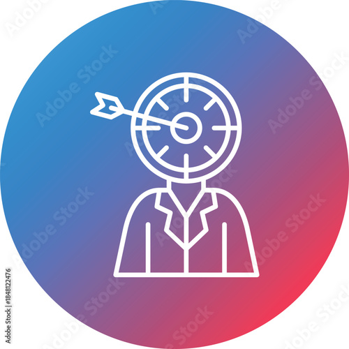 Head Hunting Line Gradient Circle Background Icon