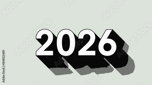 2026 Year Graphic Design with Modern Shadow Effect