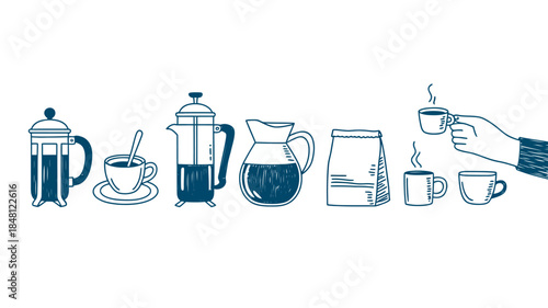 Coffee Brewing and Serving Essentials, Various Coffee Makers and Cups