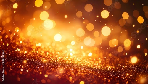 Gold glitter. Shiny glittering dust. christmas and new year holidays concept. holiday illumination concept - christmas garland bokeh lights. Design for overlay, montage, texture. 