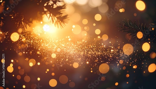 Gold glitter. Shiny glittering dust. christmas and new year holidays concept. holiday illumination concept - christmas garland bokeh lights. Design for overlay, montage, texture. 