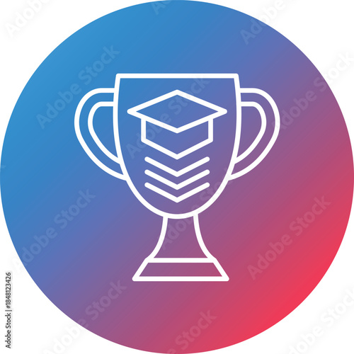 Winner Line Gradient Circle Background Icon