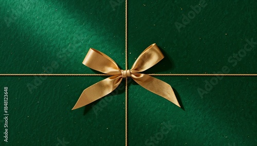 An elegant golden ribbon bow adorns a luxurious deep green gift package