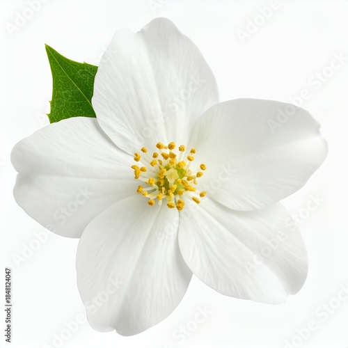 Isolated elegant white flower blossom against a clean white backdrop demonstrating purity