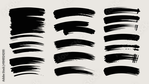 Brush Strokes Collection: Black Ink Swatches on White Background