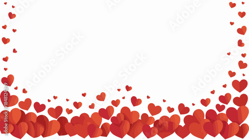 Red Hearts Border on White Background for Valentine's Day or Love-themed Designs