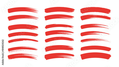Red Brush Strokes Collection on White Background