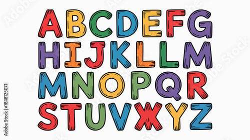 Colorful Cartoon Alphabet Letters on White Background