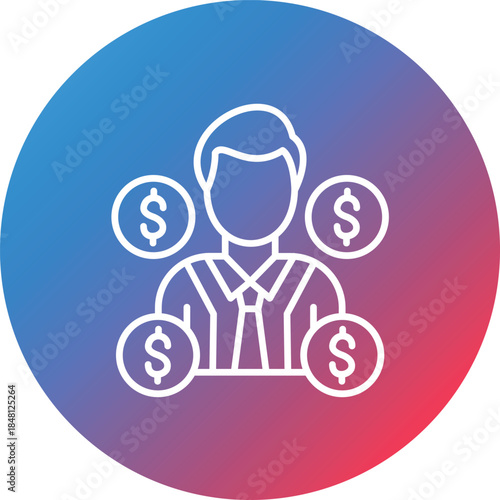 Finance Officer Line Gradient Circle Background Icon