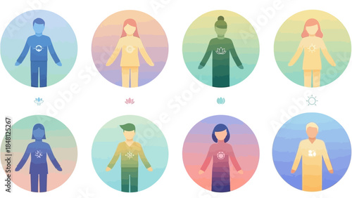 Diverse Group of Simplified Human Figures Representing Inclusivity and Unity in Minimalist Design