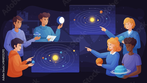 educational astronomy workshop with children exploring star systems celestial bodies and planets
