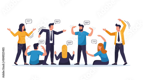 Dynamic Group Discussion with Expressive Participants Depicting Communication and Collaboration