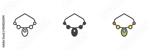 Amulet line, solid and colorful icon set pack