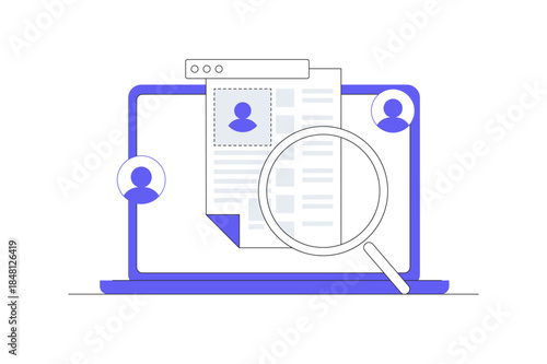 Human Resources, Recruitment. Hiring employees, recruitment agency. Questionnaire, CV. Flat Cartoon Vector Illustration, icon Stylish abstract design landing page web 