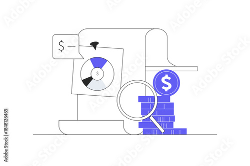 Personal finances. Investing Plans. Save Investment. Strategy and return on investment. List. Flat Cartoon Vector Illustration, icon Stylish abstract design landing page web 