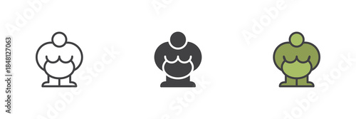 Venus figurine line, solid and colorful icon set pack