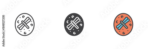 Insect in amber line, solid and colorful icon set pack