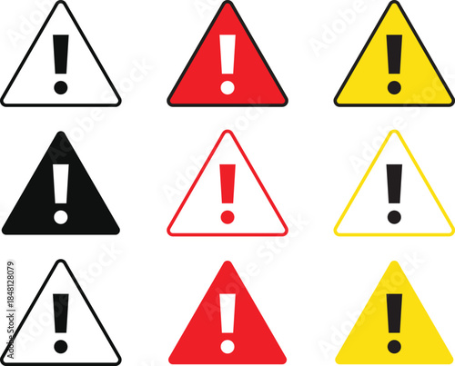 red warning sign icon yellow stop sign black warnign sign stop exclaimation sign danger symbol icon