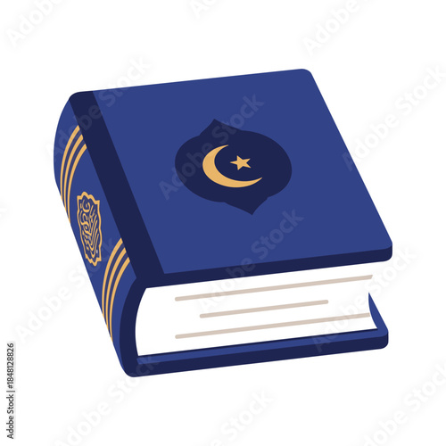 Illustrated holy book with crescent moon Vector