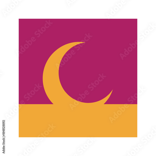 Crescent moon over horizon Vector