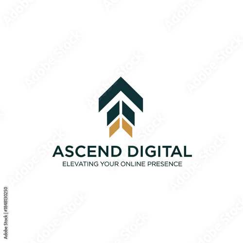 Ascend Digital Logo with Upward Arrow and Text.