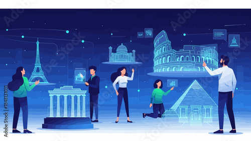 Futuristic Digital Tour of World Landmarks with Virtual Interactions