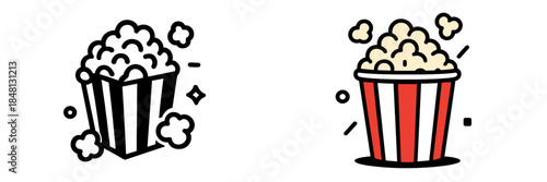 Bold popcorn vector art in classic cinema style