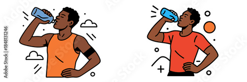 Athlete hydrating with water in sportswear during training session