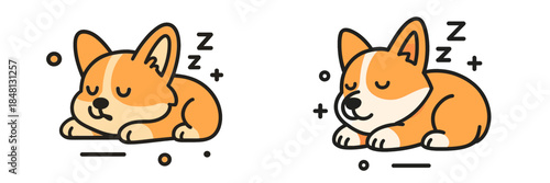 Cute sleeping corgi vector illustration for pet lovers and designers