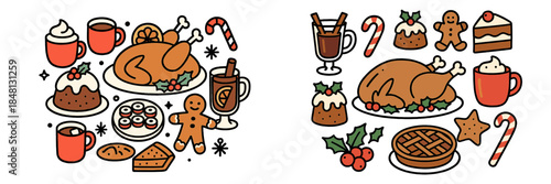 Festive food illustration featuring holiday treats and dishes
