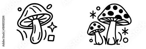 Creative vector illustrations of unique mushrooms with playful designs