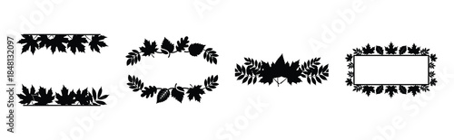 autumn leaf border silhouette icon vector set