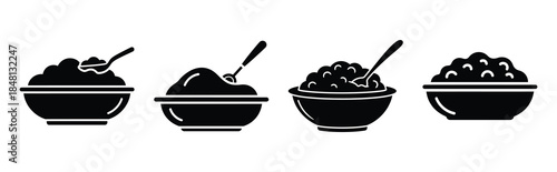 cranberry sauce dish silhouette icon vector set