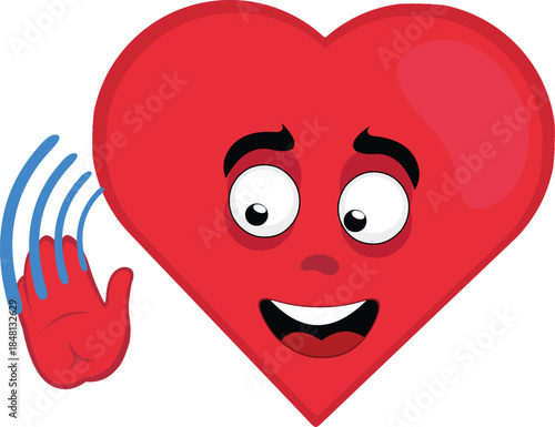 vector illustration emoticon character heart cartoon, listening interested with hand to ear