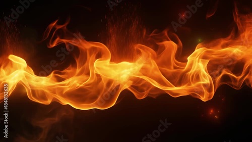 Dynamic Fiery Flames Swirling Abstract Background Intense Heat Energy Blaze Glowing Embers Sparking Motion