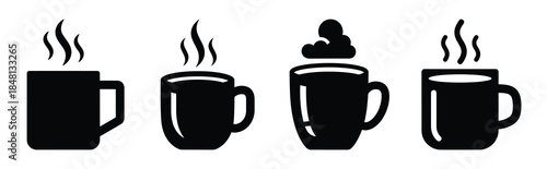 hot cider mug silhouette icon vector set