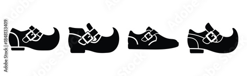 pilgrim shoes silhouette icon vector set