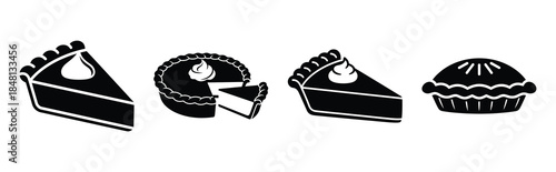 pumpkin pie silhouette icon vector set