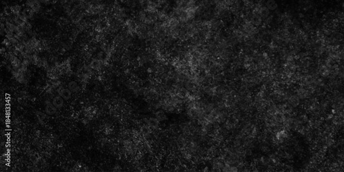 Old black wall background. Textured black grunge background. Abstract wall texture for pattern design. Abstract grey color design white light gradient background. Black board banner background.