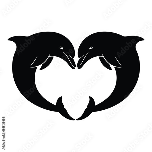 Two dolphins forming a heart
