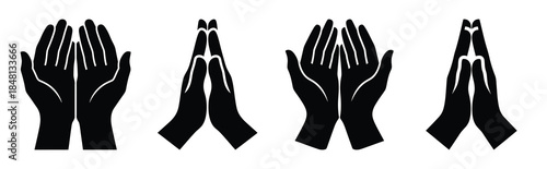 thankful hands silhouette icon vector set