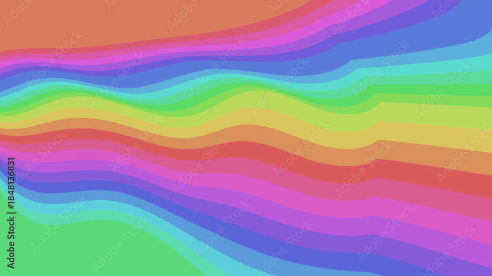 Obraz premium Vibrant Rainbow Spectrum: Layered Stripes with Fluid Movement and Colorful Waves, Artistic Expression & Modern Backdrop (114 chars)