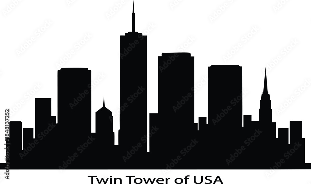 Fototapeta premium twin tower of usa skyline silhouette vector illustration