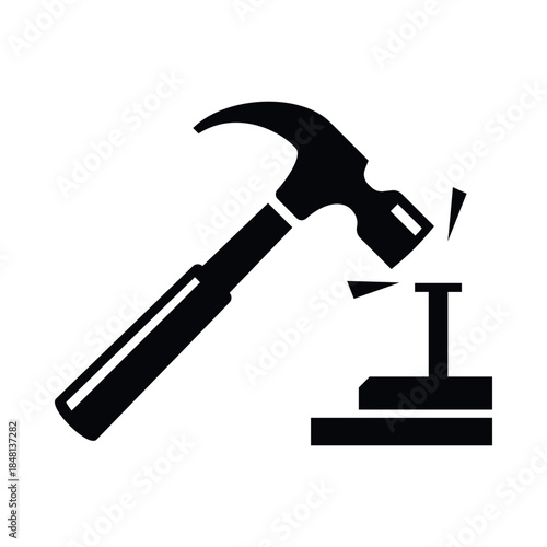 An icon of a hammer hammering a nail during a home renovation, illustrating DIY home improvement projects.