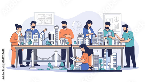 Innovative indoor cityscape model showcasing collaborative urban planning for smart living