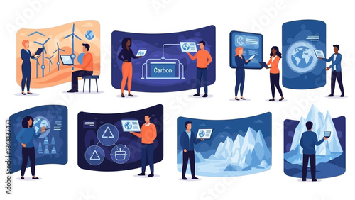 Innovative renewable energy and sustainability concepts in modern digital illustrations